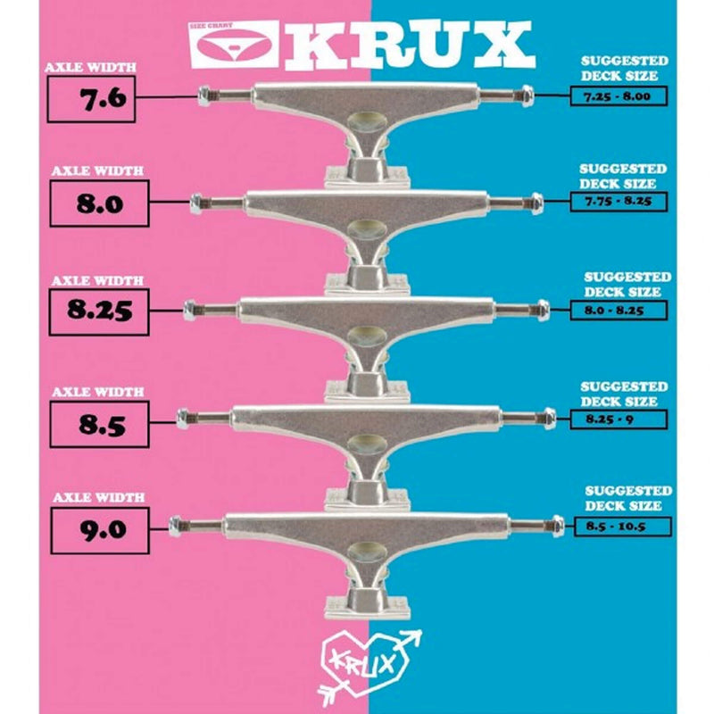 Krux K5 DLK Polished Standard Skateboard Trucks Size Guide