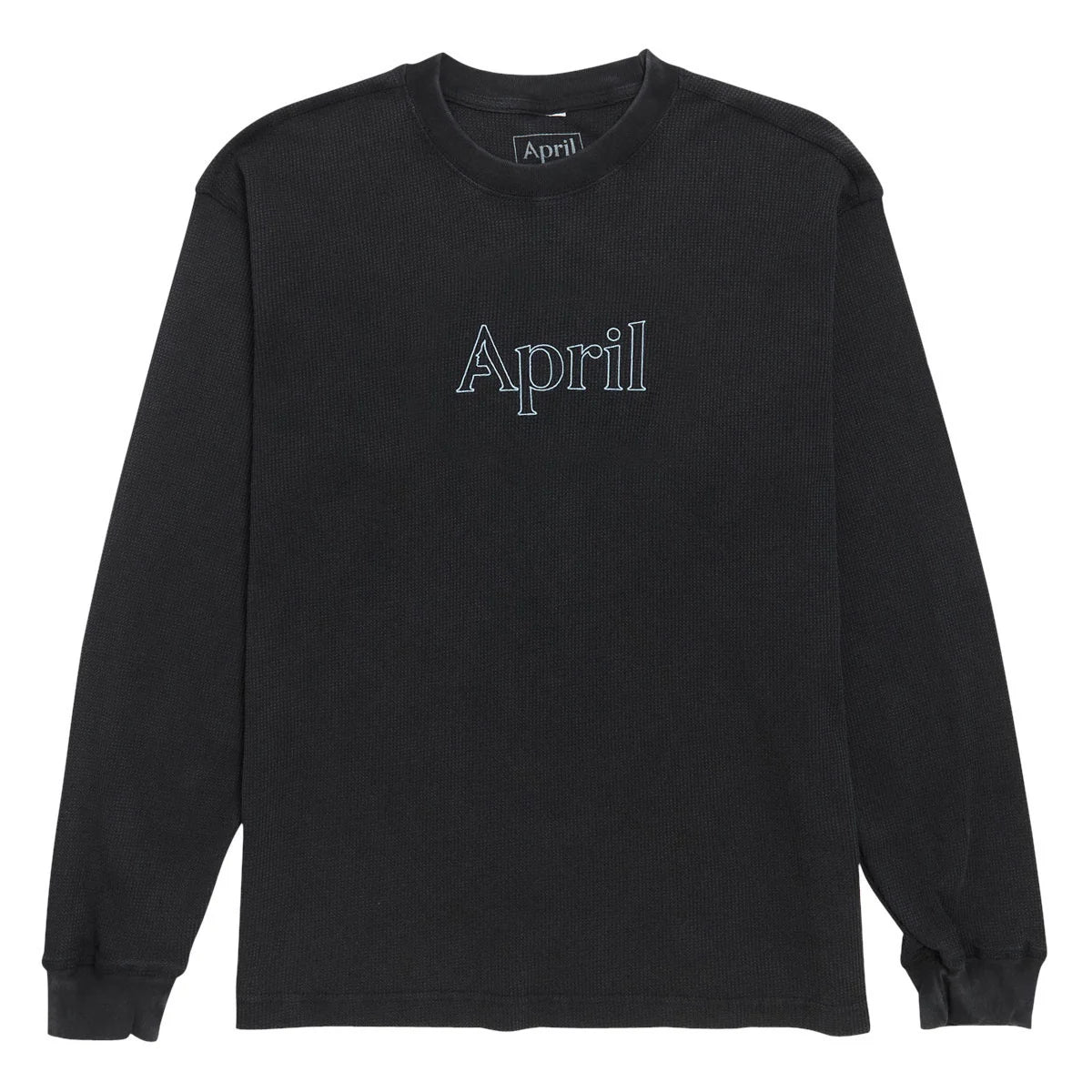 April Thermal Longsleeve Embroided Waffle - Black