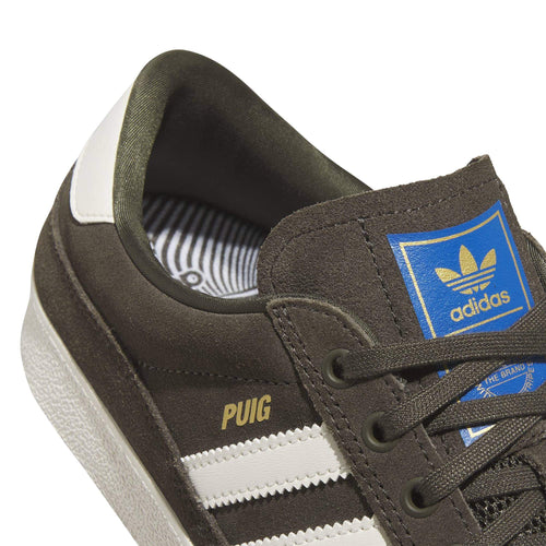 Adidas Skateboarding Puig Shoes Shadow Olive Off White Blue Bird