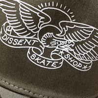 Dissent Skateboarding Eagle Logo Trucker Cap Olive Black