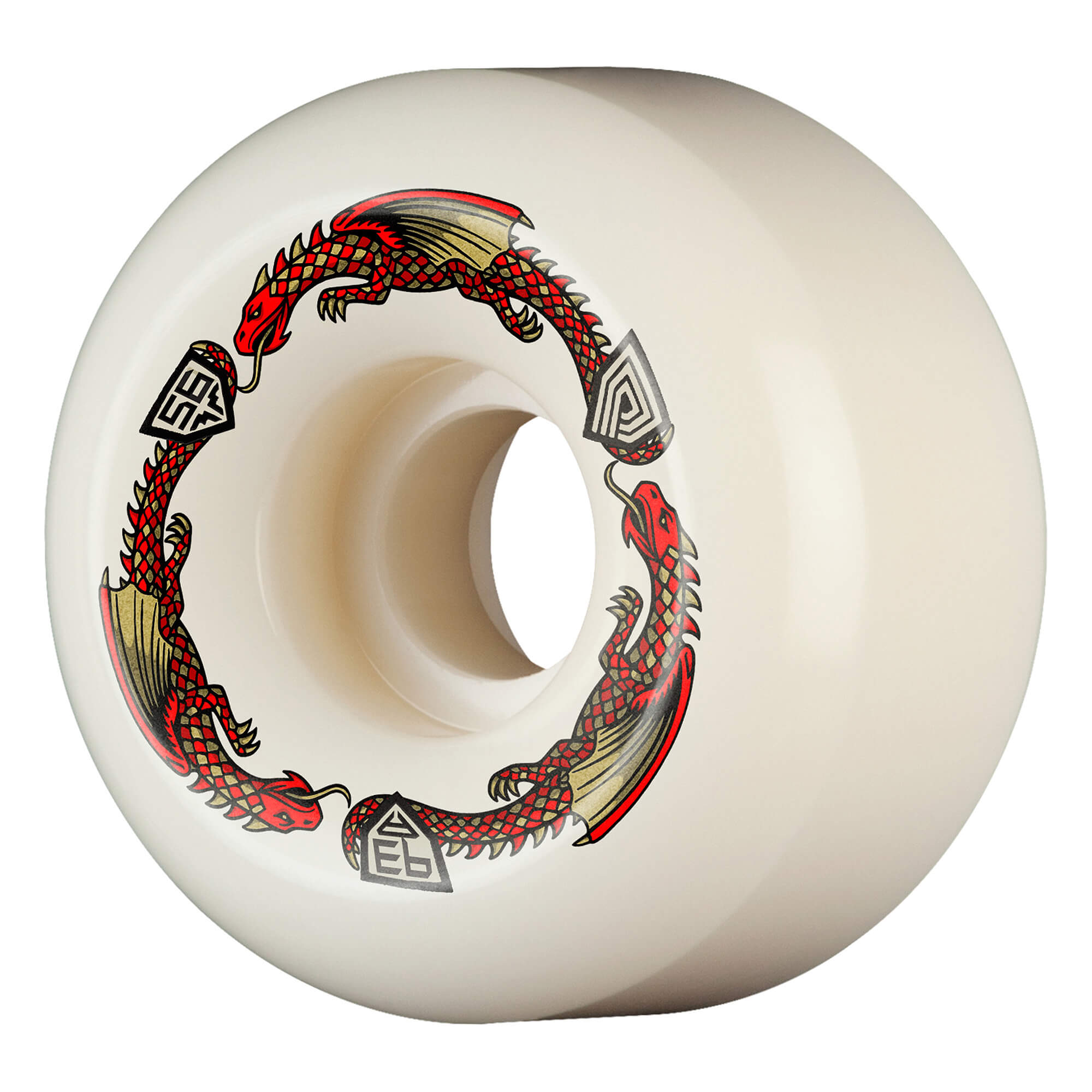 Powell Peralta Dragon Formula Skateboard Wheels 56mm x 36mm 93A Off White Red