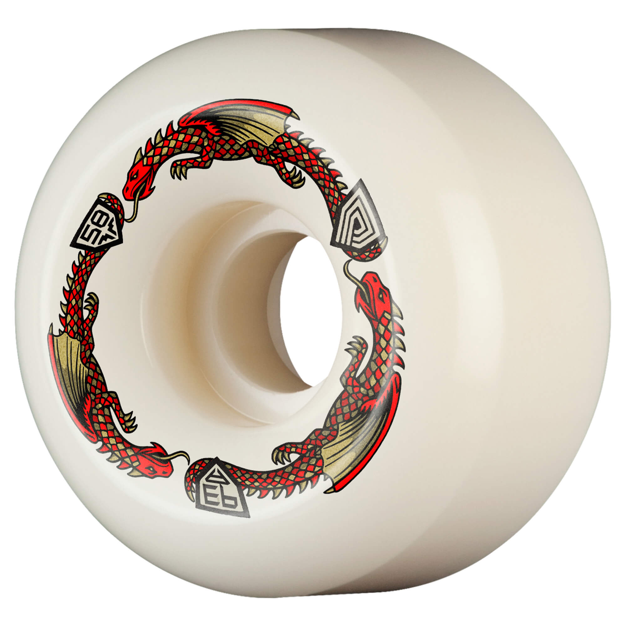Powell Peralta Dragon Formula Skateboard Wheels 58mm x 33mm 93A Off White Red