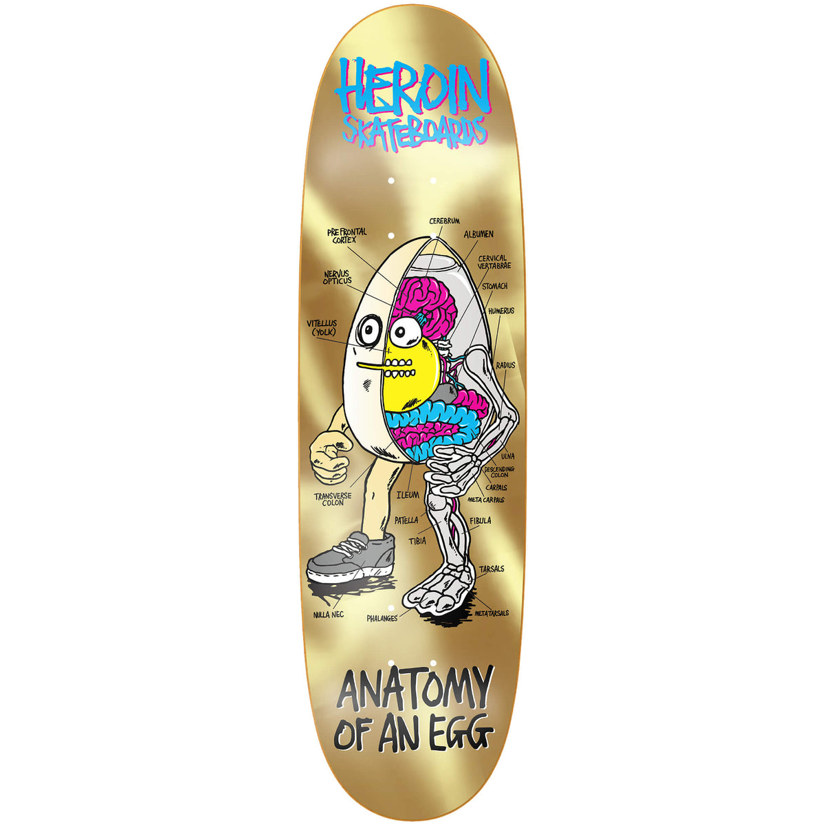 Heroin Skateboards Anatomy Egg Deck Gold 8.75"