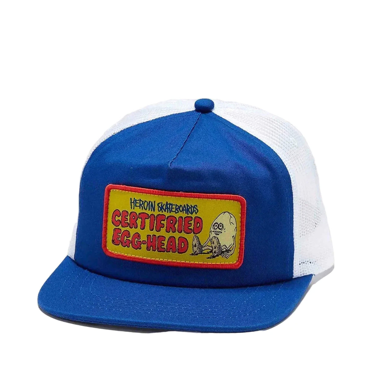 Heroin Skateboarding Certifried Egg Head Trucker Cap Blue White