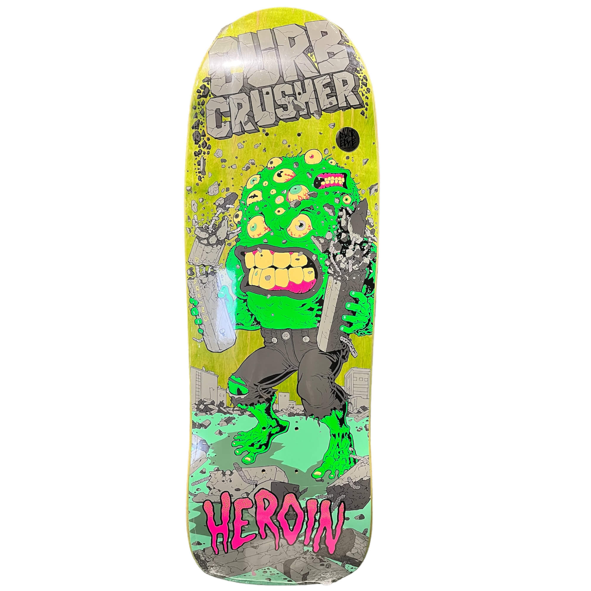 Heroin Skateboards Curb Crusher XL Barf Deck 10.25" Green Stain