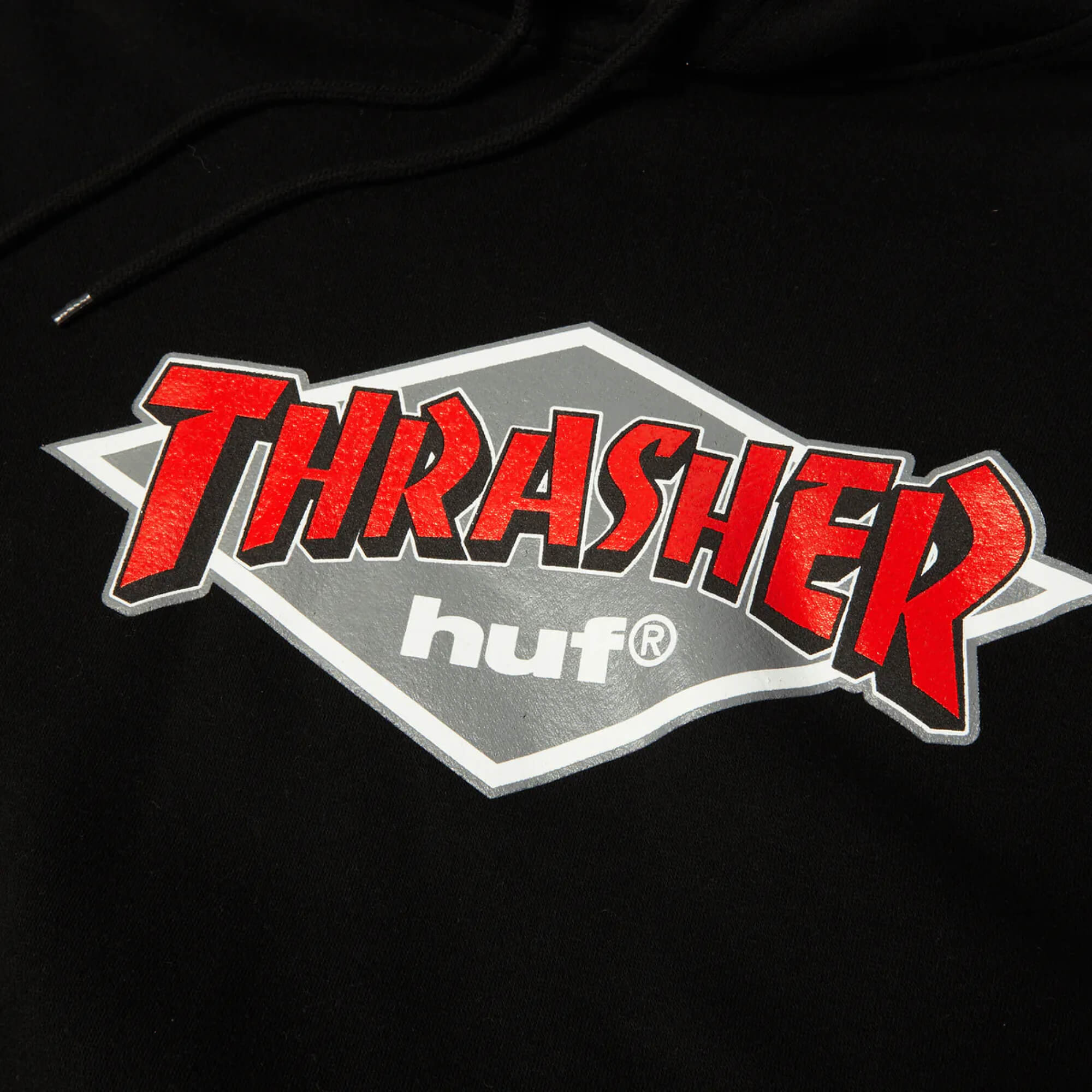 HUF x Thrasher Logo Pullover Hoodie Black