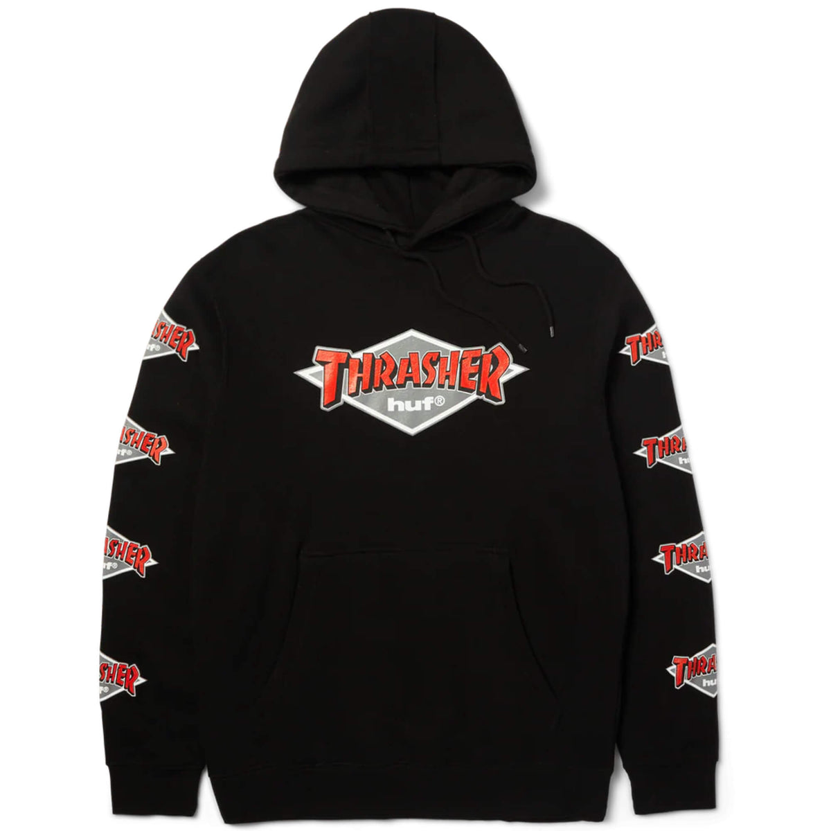 HUF x Thrasher Logo Pullover Hoodie Black