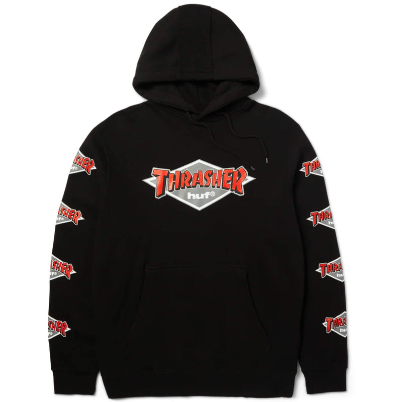 HUF x Thrasher Logo Pullover Hoodie Black