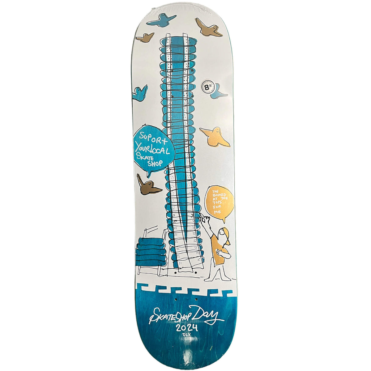 Deluxe x Skate Shop Day 2024 Limited Edition Skateboard Deck 8.5" Blue