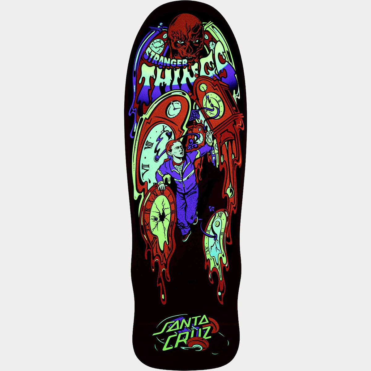 Santa Cruz x Stranger Things Grabke Max Melting Clock Skateboard Deck 9.7"