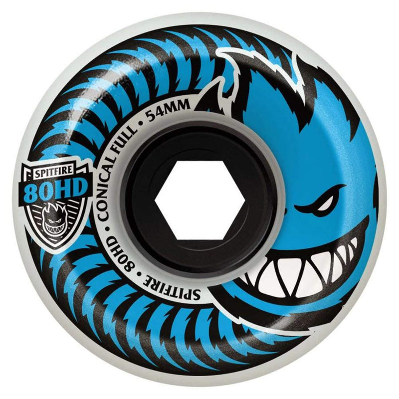 Spitfire Conical Full Soft Wheels White Blue 54mm