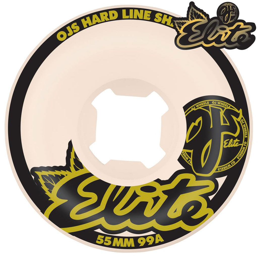 OJ Elite Skate Wheels White Hardline 99a 55mm