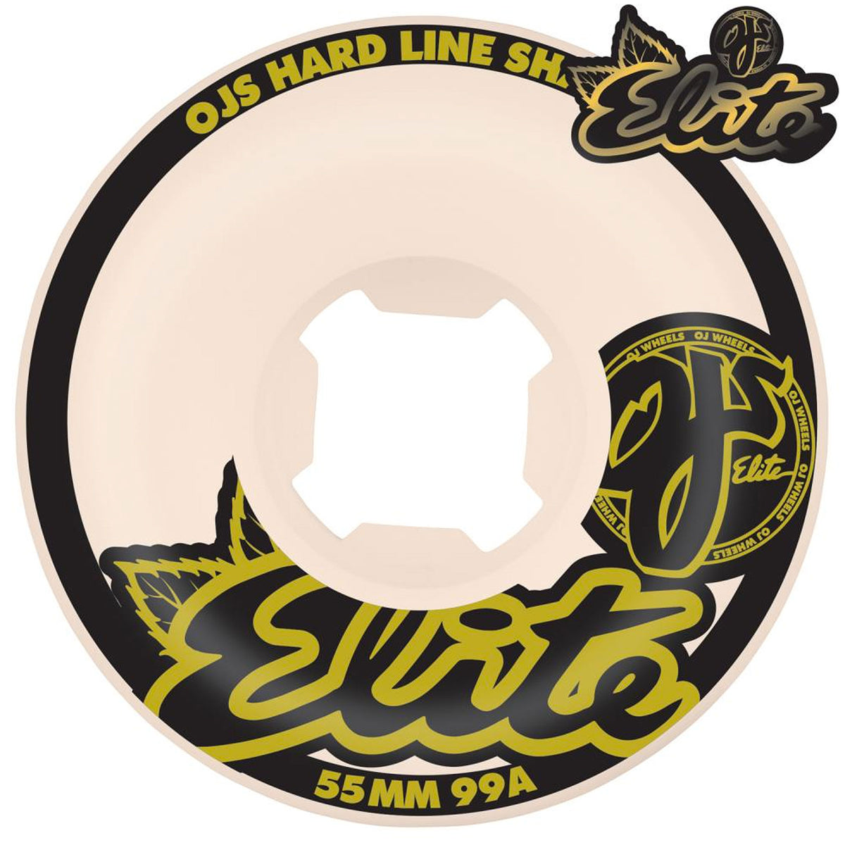 OJ Elite Skate Wheels White Hardline 99a 55mm